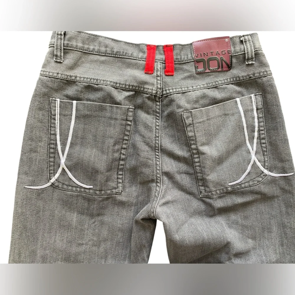 Vintage Don Gray Cotton Embroidered‎ Back Pockets Men Jeans Size 34